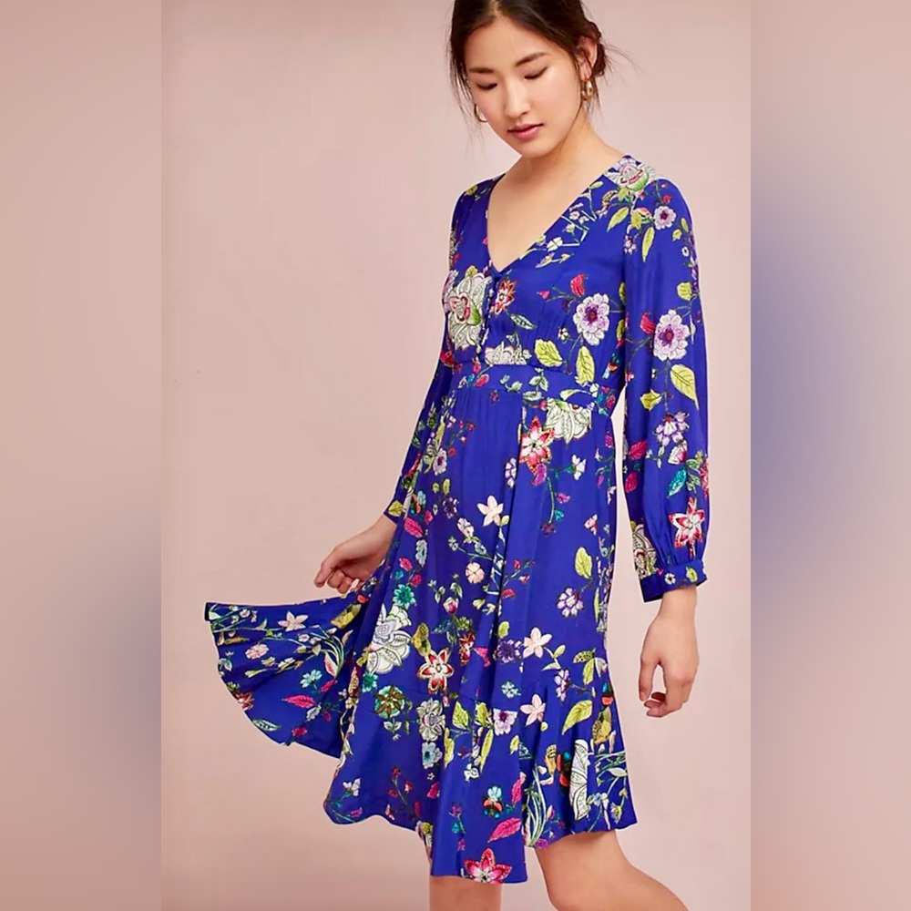Anthropologie | Maeve Long Sleeve Maplewood Floral Fit & Flare Dress ZB2